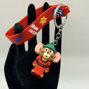 Tom & Jerry Mouse  Keychain Silicone Strap RUN FAST Cartoon Key Ring Bag Charm